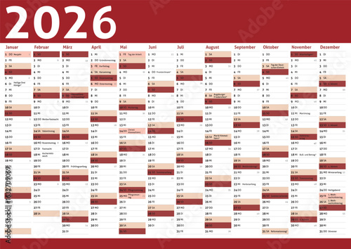 2026 calendar Germany planner pocket business year vector