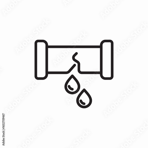 cracked water pipe icon sign vector