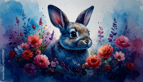 easter bunny with easter eggs