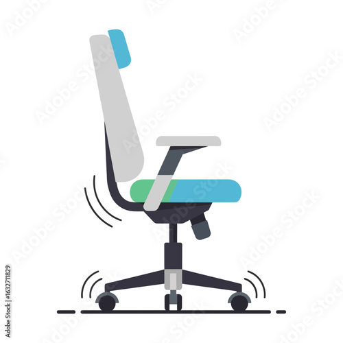 Office chair with wheels and adjustable features.