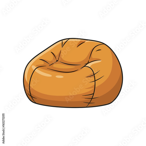 Orange bean bag chair with black outline and shading.