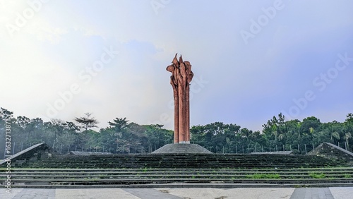 Tableau sur toile Tugu Kujang Sapasang at Monumen Bandung Lautan Api in Bandung, Indonesia