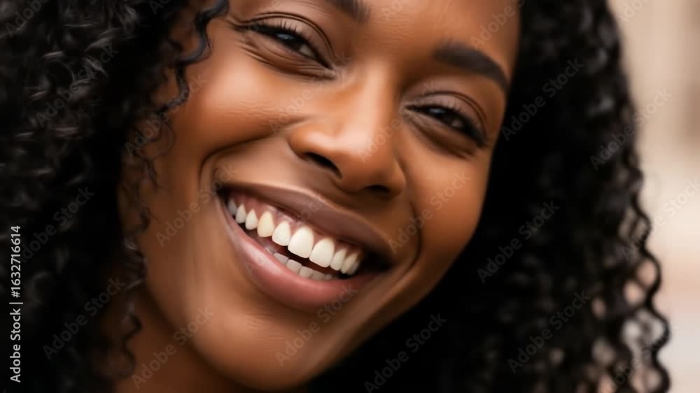 Close-up of a young Black woman smiling Close-up of a young Black woman smiling