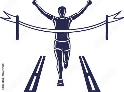 victory pose athlete finishing race silhouette