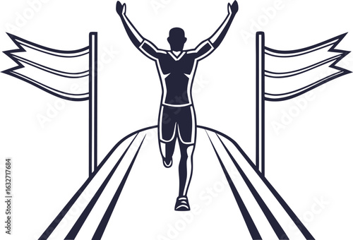 victory pose athlete finishing race silhouette