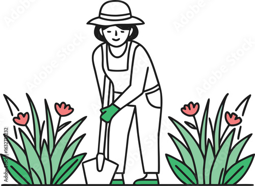 outdoor gardening scene 