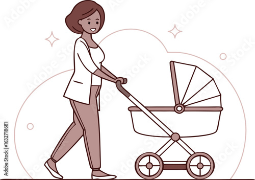 everyday moment woman with stroller art