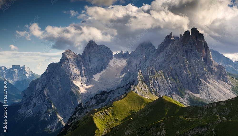 Obraz premium a mountain range with a cloudy sky