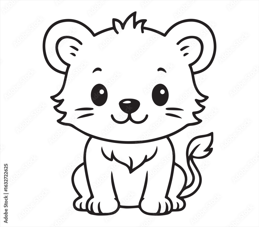 Fototapeta premium Cute Cartoon Mouse Line Art | Black and White Baby Animal Vector Illustration for Kids