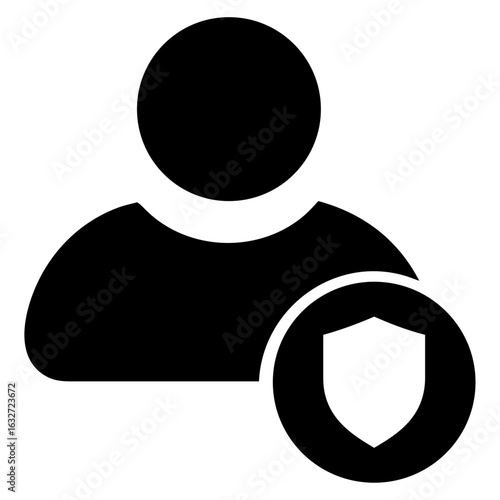 user protection icon account security symbol, flat design privacy illustration, cyber security and data safety concept for profile shield