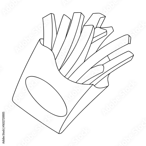 French Fries Illustration, Fast Food Sketch And Potato Snack