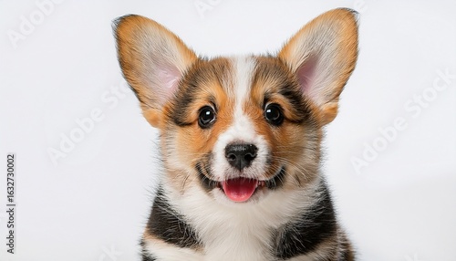 the playful vivacity of a corgi puppy on a pure white background