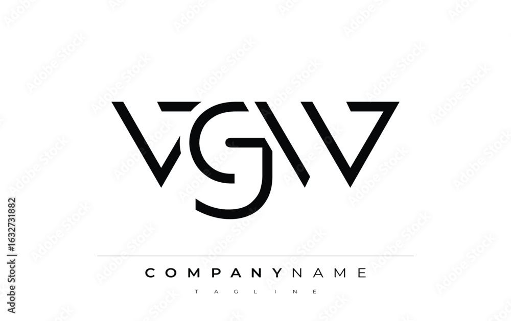 Obraz premium VGW abstract letter design. Modern Business Logo Design With Abstract Typography and Contemporary Style