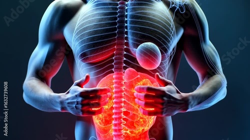 Stomach ache, gastric pain, abdominal discomfort. Digestive health. Intestines inflame due to poor diet. Dietary changes improve bowel function. Stomach lining erosion causes discomfort.