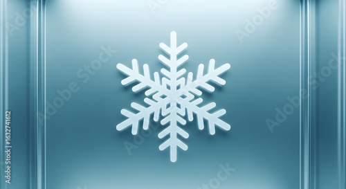 Elegant Winter Snowflake Symbol on Frosted Glass Background for Creative Projects