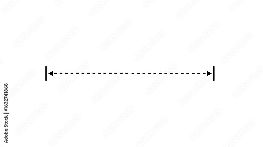 Measuring distance length dotted line animation, isolated on white ...