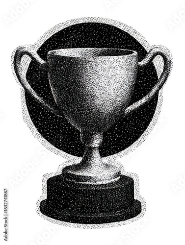 Vintage Trophy Cup In Retro Engraving. Award Symbol Illustration Isolated On Transparent Background