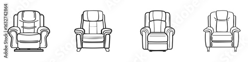 Armchair Design Variations Set. Comfort And Style In Seating Collection. Isolated Vector Illustration