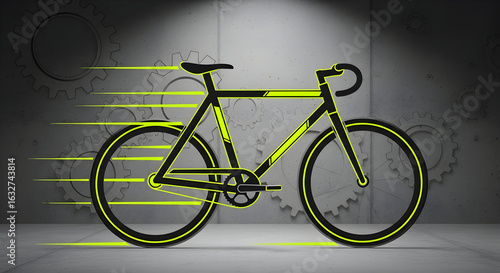 Dynamic Bicycle Illustration Conveying Speed and Motion With Abstract Background