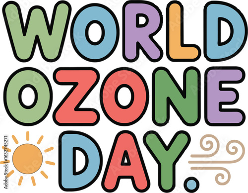 World Ozone Day Celebration with Sun and Wind Graphics