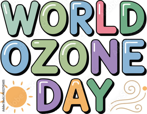 World Ozone Day Celebration with Sun and Wind Graphics
