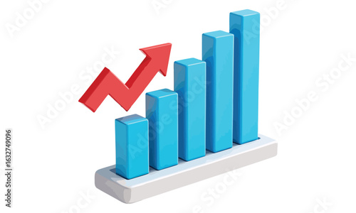 Free Download Blue bar chart with red upward arrow showing growth - GFXLoad