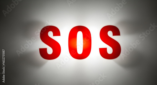 Glowing Sos Message Indicates A Critical Situation And Need For Urgent Help