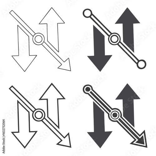 Four arrow icons showing upward and downward movement in outline and solid fill up arrow down arrow