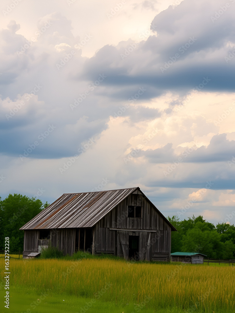 Old Barn House Under The Dramatic Summer Skies Old Barn House Under The Dramatic Summer Skies