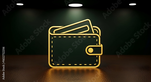Golden Wallet Symbolizing Wealth And Prosperity For Financial Freedom Concept