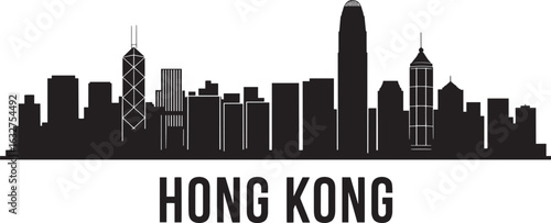 Hong Kong Skyline Silhouette Vector Illustration Urban Cityscape Design with Modern Buildings and Skyscrapers