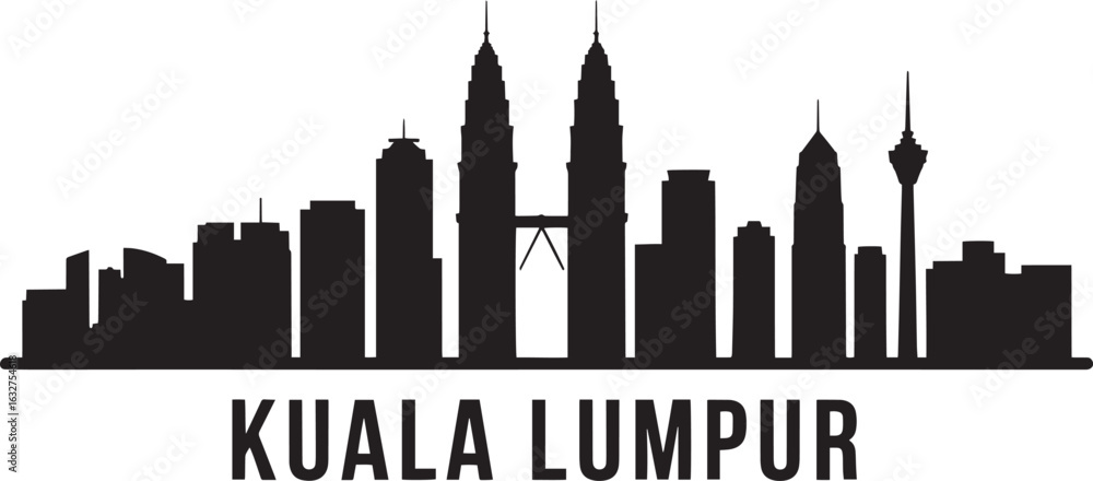 Fototapeta premium Kuala Lumpur Malaysia Skyline Silhouette Vector Illustration with Cityscape and Urban Design