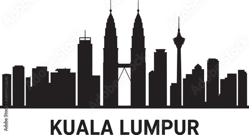 Photography Kuala Lumpur Skyline Silhouette Vector Illustration with Cityscape and Urban Arc