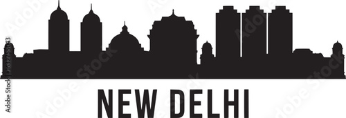 New Delhi Skyline Silhouette Vector Illustration India Cityscape Urban Design Travel Landmark