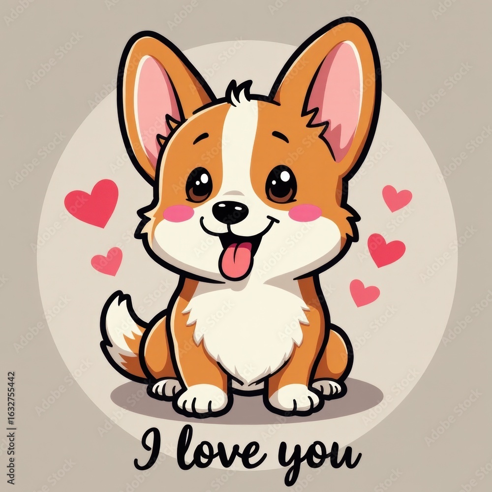 Naklejka premium Corgi Love: A Pawsitively Adorable Message