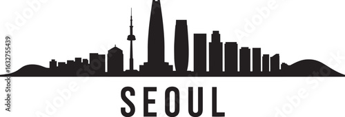 Seoul Skyline Silhouette Vector Illustration South Korea Cityscape Urban Design Modern Architecture