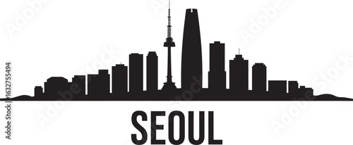 Seoul Skyline Silhouette Vector Illustration South Korea Cityscape Urban Scene Landmark