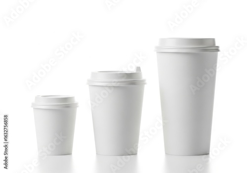 Wallpaper Mural Three white paper coffee cups of different sizes isolated on white background Torontodigital.ca