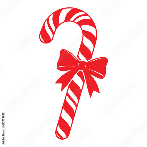 Candy cane with red bow Christmas Design Elements