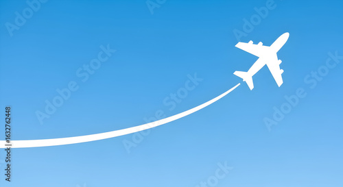 Modern Aircraft Soaring High With Trace Line In Bright Sky Illustration