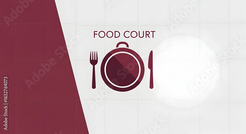 Modern Food Court Design With Clean Lines And Stylized Utensils Backdrop