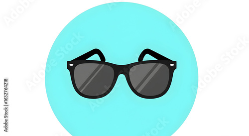 Modern Graphic Of Sunglasses On A Blue Background Ideal For Summer Theme