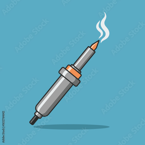 A soldering iron with smoke rising from its tip.
