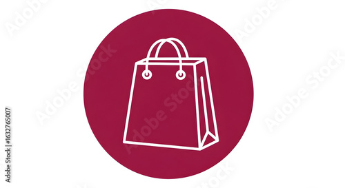 Modern Shopping Bag Icon Graphic Symbol Isolated on Red Circle Background