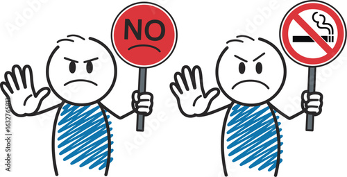Stop smoking campaign illustration with no smoking sign icon