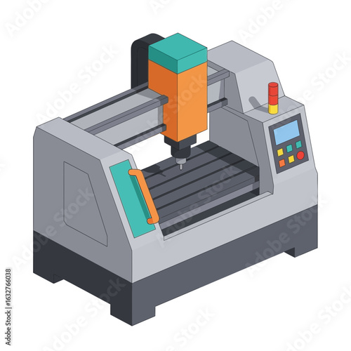 Industrial machine with digital display and cutting tool.