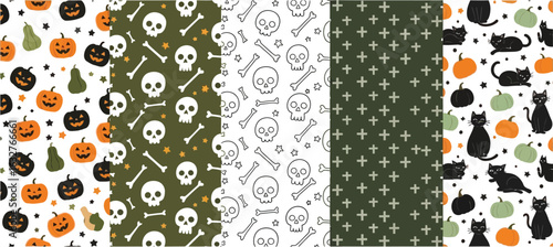 Halloween themed seamless pattern background vector design