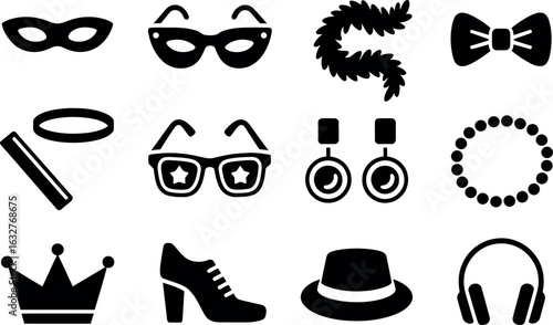 Vector Icons: Stylish Accessories, Party Favors, Elegant Design