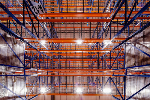 Wallpaper Mural Looking up at empty warehouse storage shelves racks   Torontodigital.ca