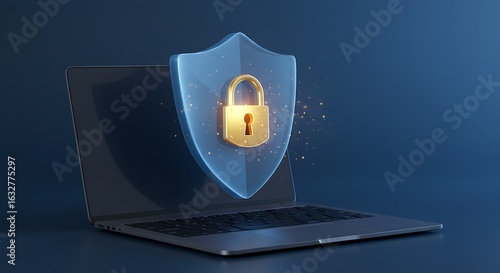 Securing Laptop Data with Shield and Golden Padlock